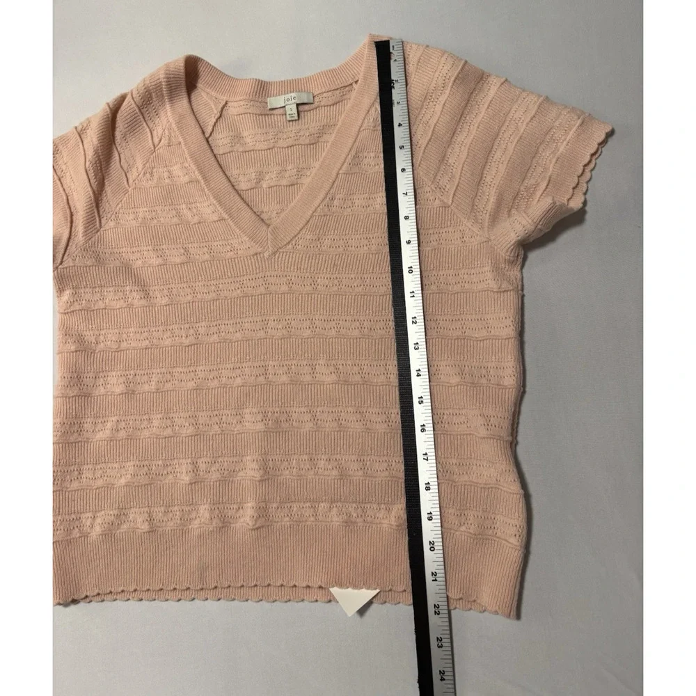 Joie Women's S Soft Pink Short Sleeve 100% Wool Sweater BOHO Pastel Spring Fairy